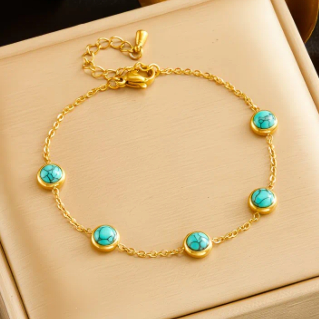 18 Kt Gold Over Titanium Turquoise Bracelet